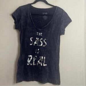 Cold Crush 100% Cotton the sass is real graphic burnout shirt